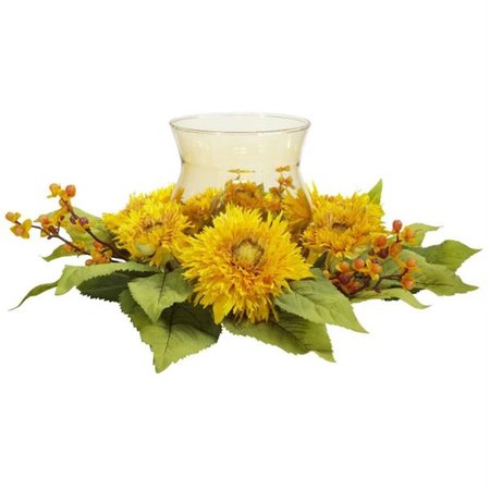 DARE2DECOR Silk  Golden Sunflower Candleabrum Silk Flower Arrangement DA420837